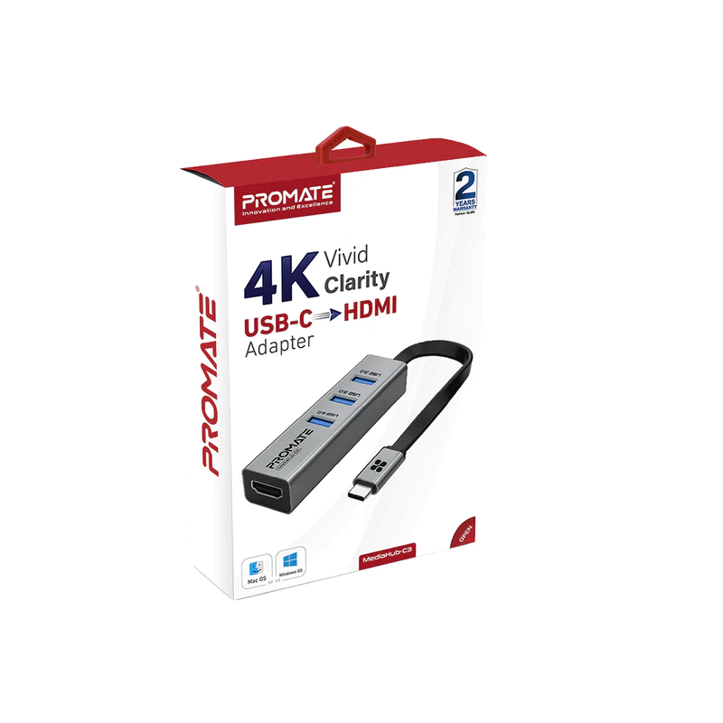 Promate MediaHub-C3 4K Vivid Clarity USB-C to HDMI Adapter Promate MediaHub-C3 4K Vivid Clarity USB-C to HDMI Adapter
